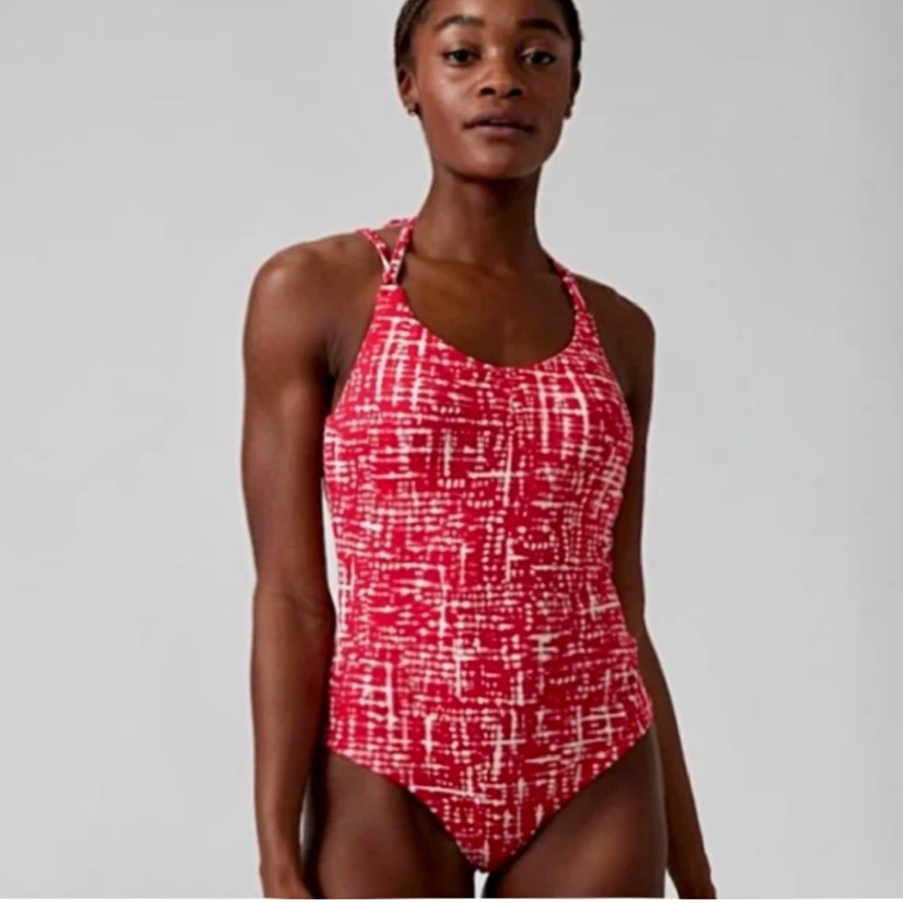 ATHLETA Red Keyhole One Piece Swimsuit Summer Beach Coastal Party Pool, Size XS